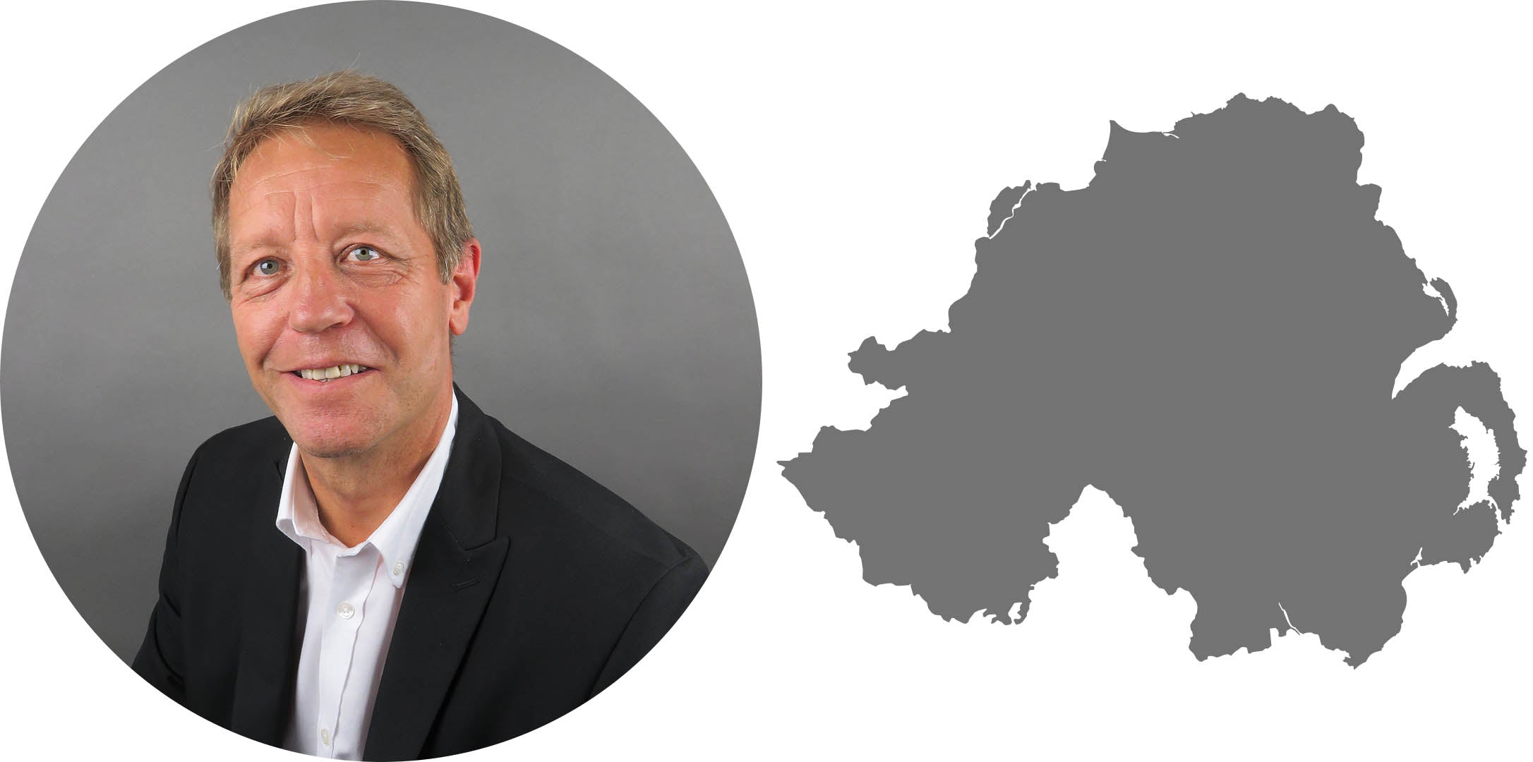 Rory O'Callaghan and map outline of Northern Ireland