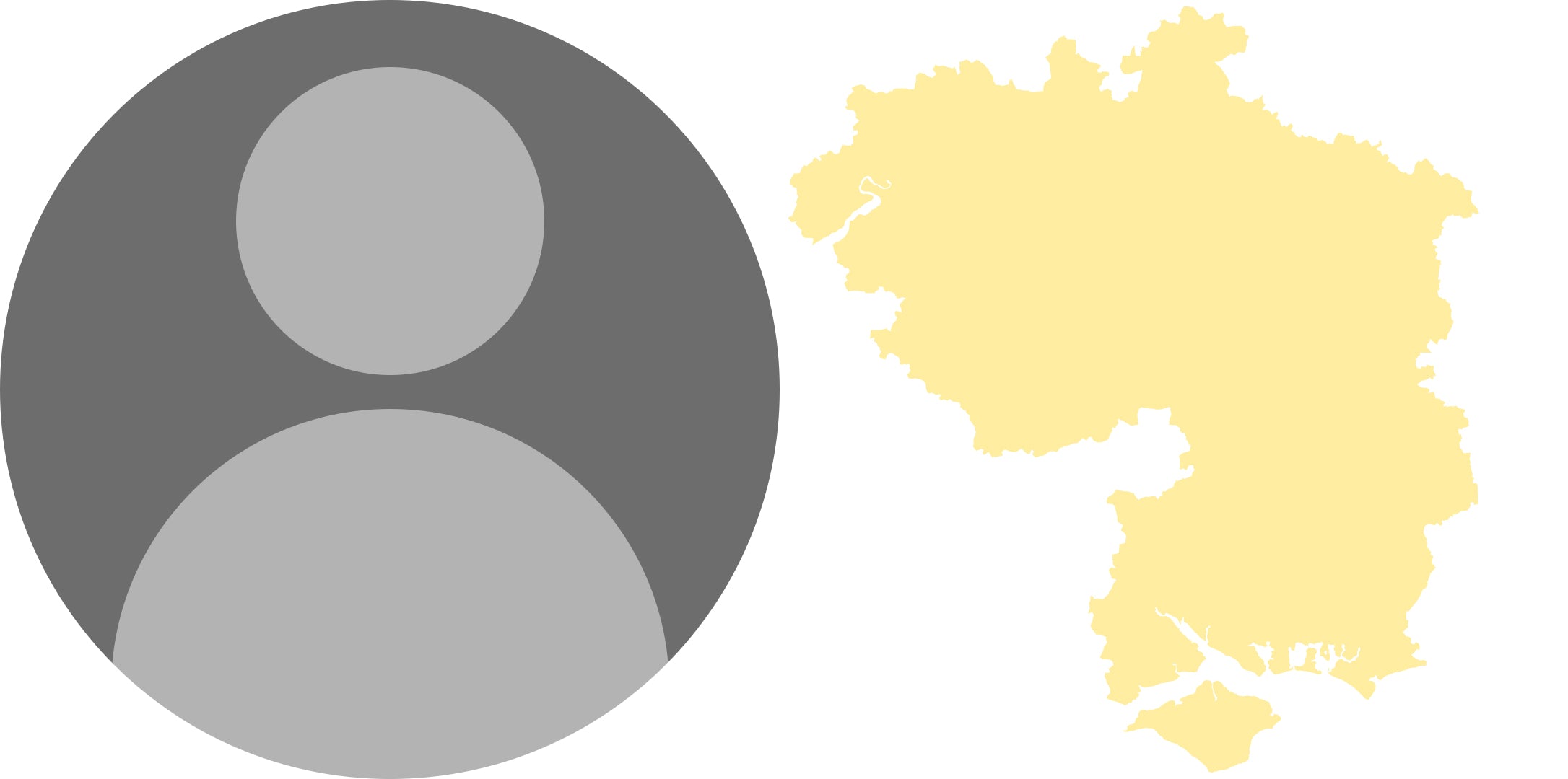 Place holder icon and map outline of England South Central