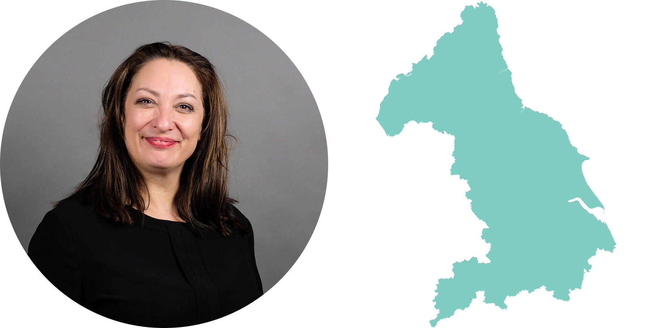 Lucy Connor and map outline of North East England
